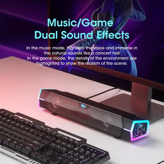 Bluetooth 5.0 Wired Wireless Computer Soundbar Speakers 4D Surround Stereo Sound with Subwoofer For Laptop PC Peaceful Pleasures Health and Wellness