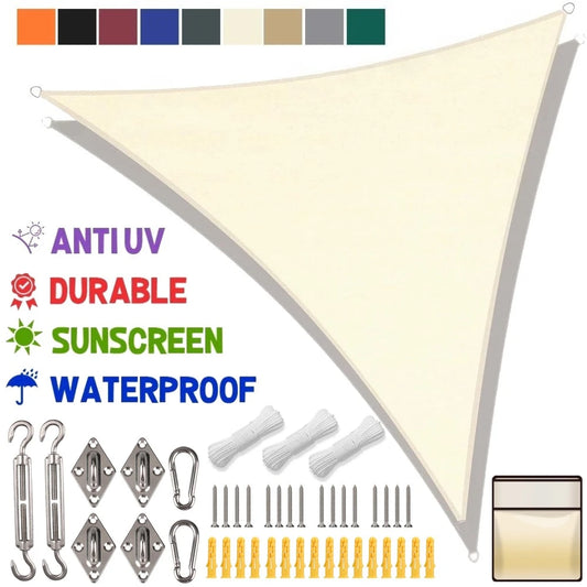 Triangle Sun Shade Sail Canopy – 98% UV Block + Fixing Kit Shade Sail Canopy Peaceful Pleasures Health and Wellness