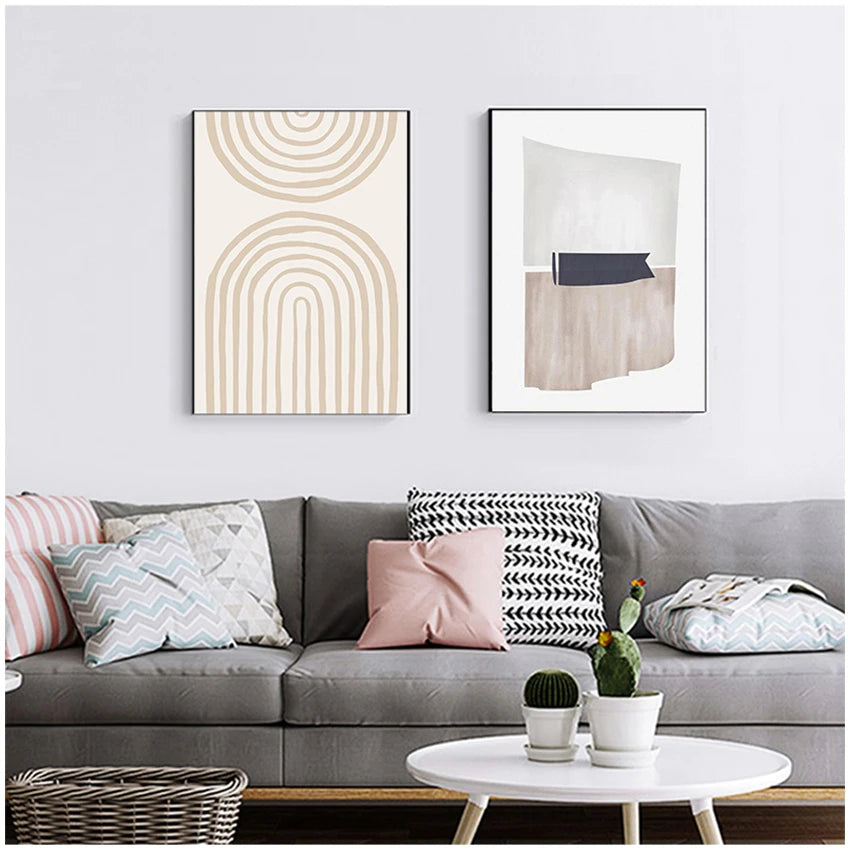 Print Wall Art Pictures Living Room Home Decor Abstract Scandinavia Trendy Boho Beige Colors Minimalist Canvas Painting Peaceful Pleasures Health and Wellness