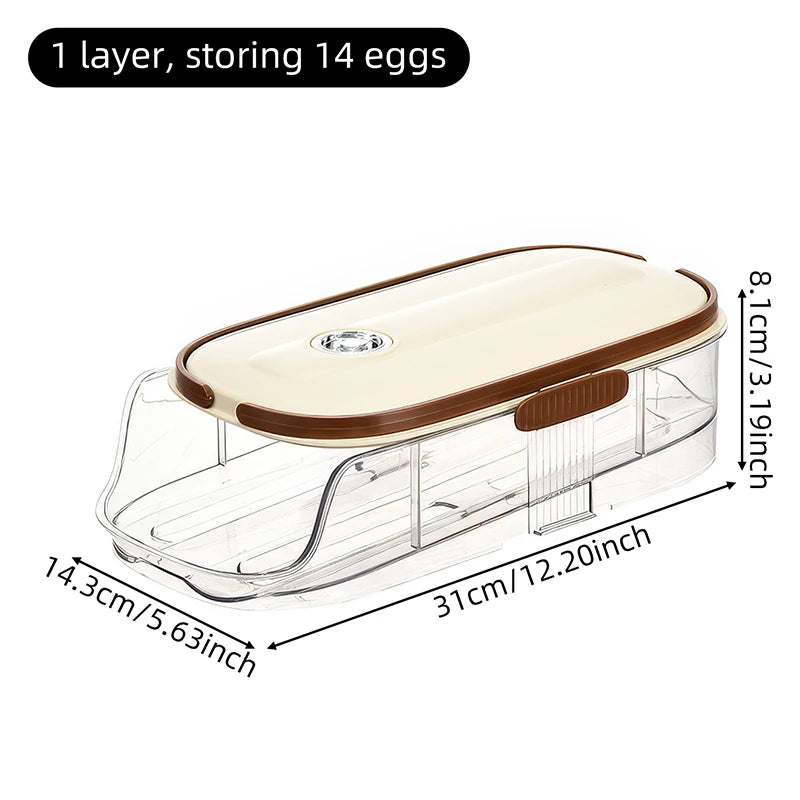 1 Pcs Egg Storage Box Automatic Rolling Refrigerator Egg Rack Storage Hand-held Egg Refrigerator Side Door Storage Rack Peaceful Pleasures Health and Wellness Double row-1