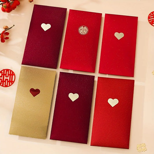 6pcs Red Love Envelopes – Valentine's Day & New Year Gift Decorative Gift Envelopes Peaceful Pleasures Health and Wellness