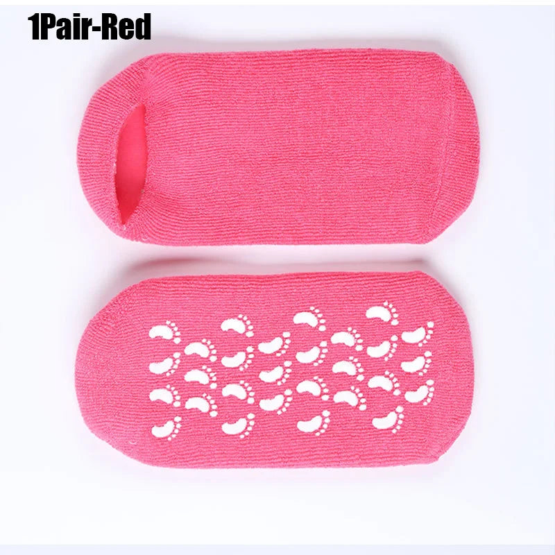 One Pair Gel Sock Socks For Softening Dry Cracked Rough Feet Skins Washable And Reusable Reduce Cracked Skin Socks Peaceful Pleasures Health and Wellness Rose Red