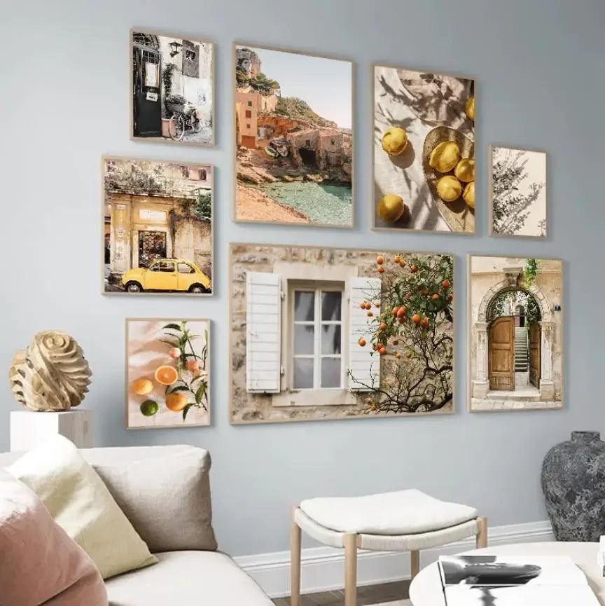 Nordic Landscape Canvas Wall Art | Bohemian Living Room Poster
