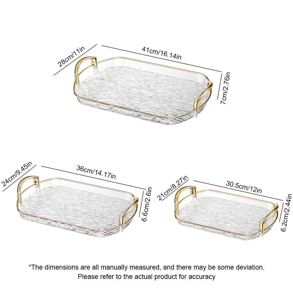 Clear Plastic Serving Tray with Dual Handles | Large Food Platter