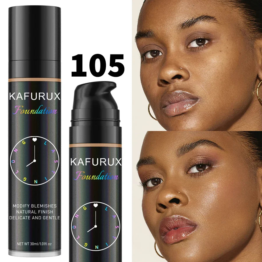 KAFURUX 8-Shade Liquid Foundation – Waterproof Full Coverage