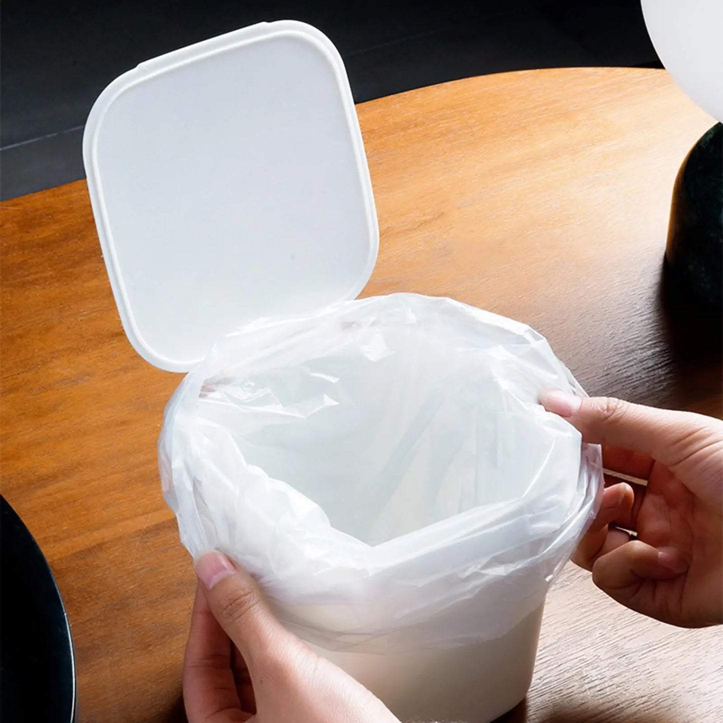 Mini Desktop Trash Can with Flip Lid | Compact Desk Bin