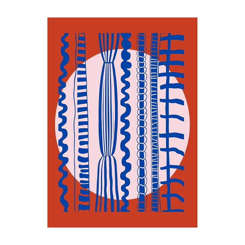 Retro Geometric Abstract Canvas Wall Art | Minimal Line Print