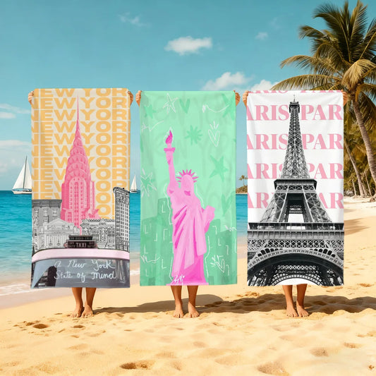 Paris Architecture Quick-Dry Beach Towel | Travel & Pool Towel Quick-Dry Beach Towel Peaceful Pleasures Health and Wellness