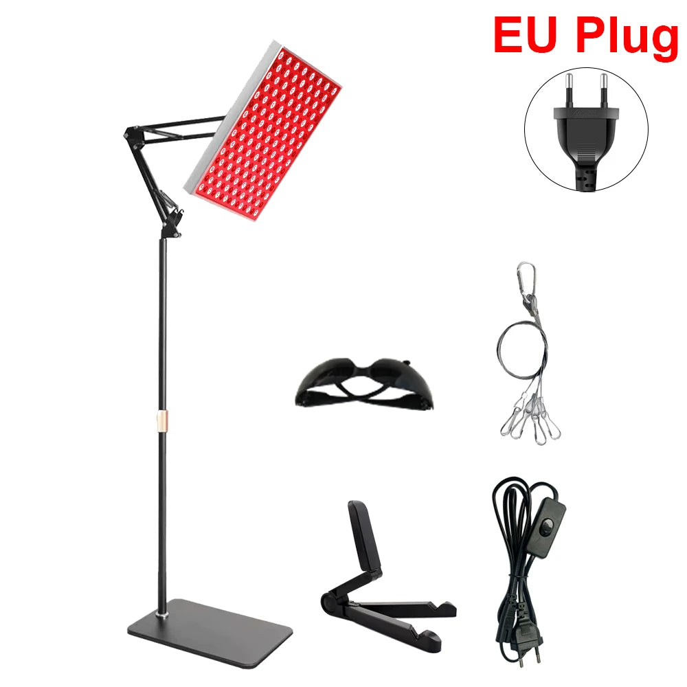 Red Light Therapy Lamp for Face Body LED Infrared Light Therapy Panel Lamp with Stand Home Use Anti Aging Infrared Light Device Peaceful Pleasures Health and Wellness EU Plug