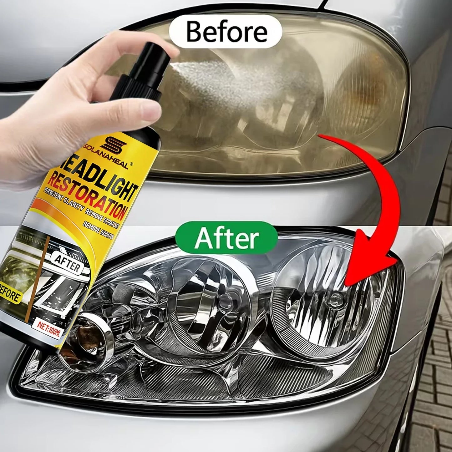 Headlight Restoration Polish Kit – Removes Yellowing & Oxidation