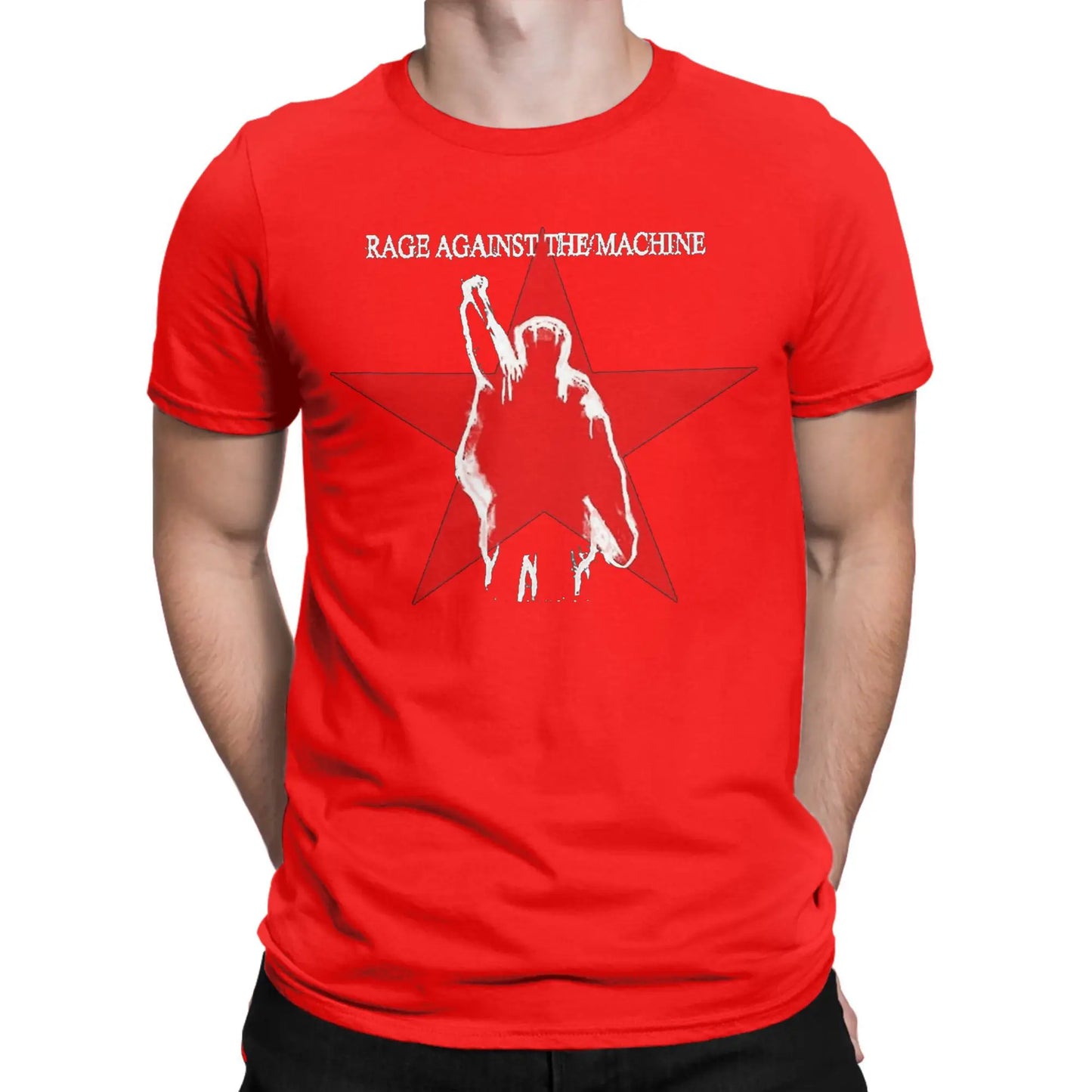 Rages Against The Machines T-Shirt Men RAM band Funny 100% Cotton Tee Shirt Round Neck Short Sleeve T Shirt New Arrival Clothes Peaceful Pleasures Health and Wellness Red S