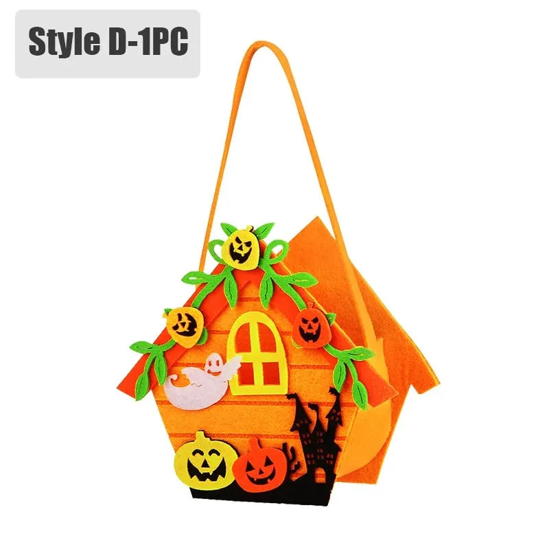 Halloween Felt Pumpkin Trick or Treat Bags with Handle | 1-6 Pack