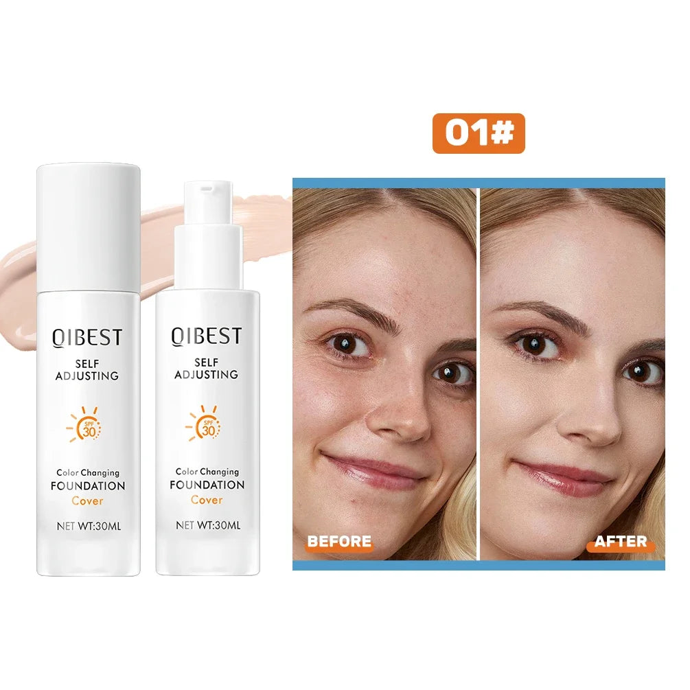QIBEST Liquid Foundation Hydrating Medium Full Coverage Concealer SPF 30+ Long Wearing Waterproof Foundation Natural Makeup Peaceful Pleasures Health and Wellness Foundation 01