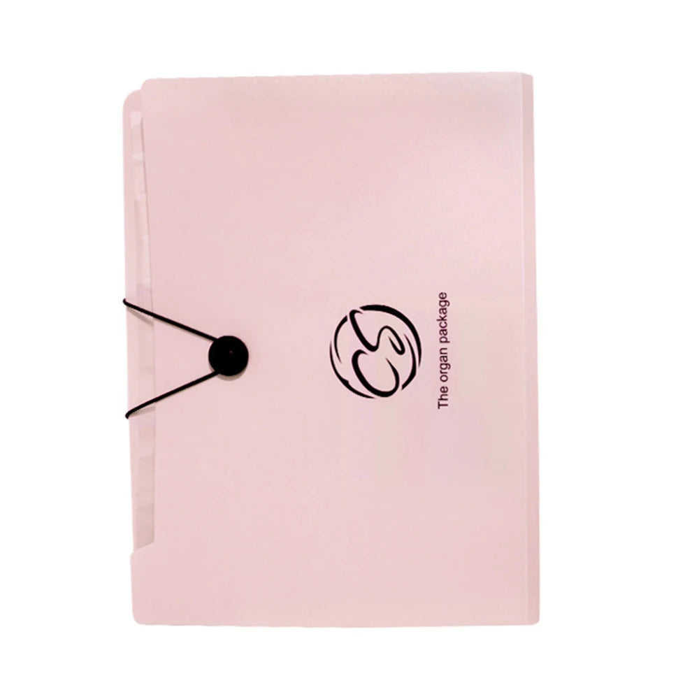 Handheld Organ Bag Folder A4 Large Capacity Student Exam Paper Storage Bag 13 Layers Ticket File Classification Storage Bag Peaceful Pleasures Health and Wellness Pink