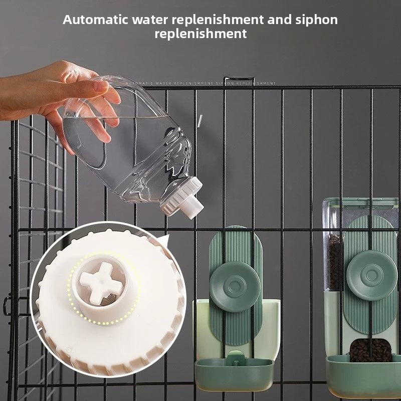 Automatic Cat Hanging Water Dispenser and Dog Feeder Cage Mounted Pet Drinking Fountain Easy Install Pet Feeding Supplies Peaceful Pleasures Health and Wellness