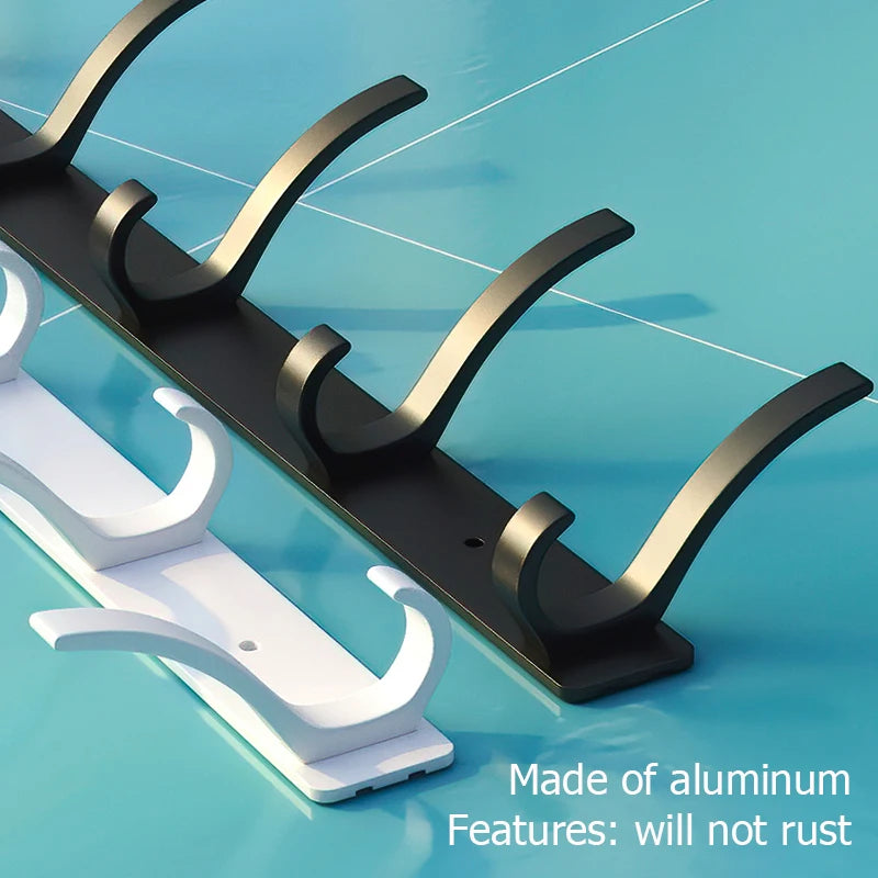 Folding Aluminum Robe & Towel Wall Hooks | 6-Pack Black White