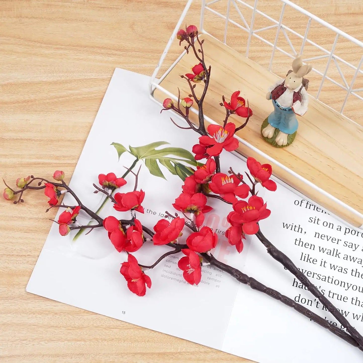 Silk Plum Blossom Peach Branch Artificial Flowers – Home Decor