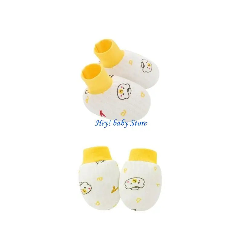 Baby Anti-Scratch Mittens & Socks Set – 2 Pairs Soft Cotton