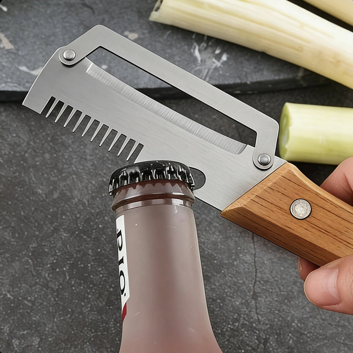 Stainless Steel Peeler with Wooden Handle – Multi-Function Fruit & Vegetable Peeling Tool Peaceful Pleasures Health and Wellness
