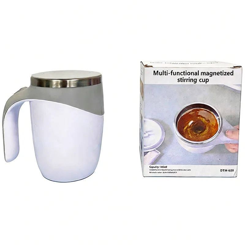 The travel automatic mixing cup - a portable rechargeable stainless steel rotating mixer for coffee and smoothie cups Peaceful Pleasures Health and Wellness WHITE
