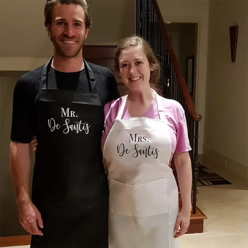 Personalized Mr & Mrs Couple Apron | Wedding & Newlywed Gift Personalized Couple Apron Peaceful Pleasures Health and Wellness