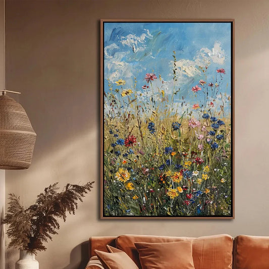 Vintage Wildflowers Canvas Wall Art | Farmhouse Floral Poster Canvas Wall Art Peaceful Pleasures Health and Wellness