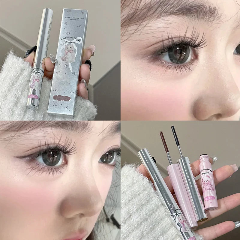 QIBEST Silk Fiber Matte Mascara Makeup Ultra-Fine Brush Lengthens Eyelash Waterproof Fast Dry Brown Black Curling Mascara Rimel Peaceful Pleasures Health and Wellness