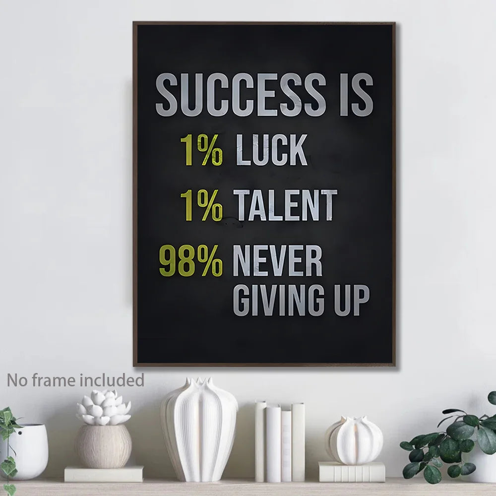 Inspirational Motivational Poster Success Quote Wall Art Canvas Print Poster Unframed Persistence and Determination Theme Peaceful Pleasures Health and Wellness ZLH4697 60x90cm No Frame