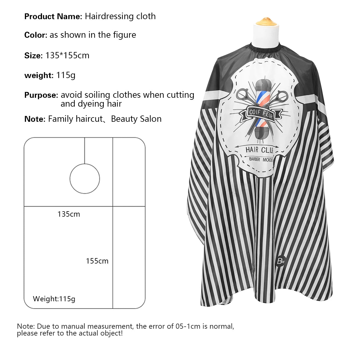 Barbertop Haircut Cloth Salon Waterproof Barber White Cape Hairdresser Apron Hair Cut Hairdress Gown Hairdressing Coat Peaceful Pleasures Health and Wellness