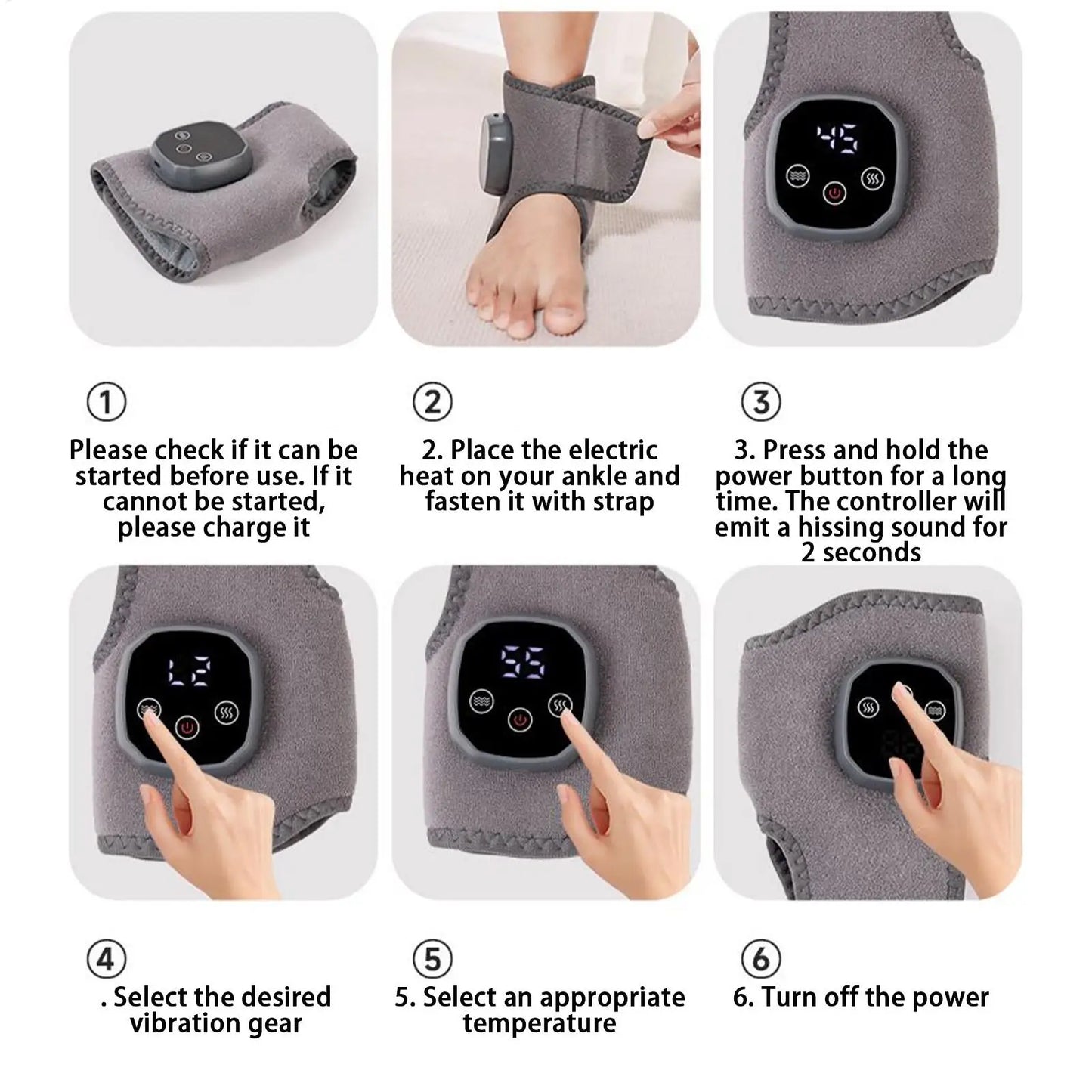 Cordless Foot & Ankle Heating Wrap Massager – 4 Heat Levels