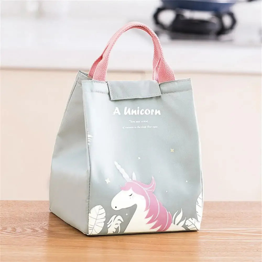 Thermal Insulated Lunch Box Thermal Breakfast Organizer Bento Pouch Dinner Insulation Bag Cartoon Cooler Lunch Bag Lunch Bag Peaceful Pleasures Health and Wellness A-grey