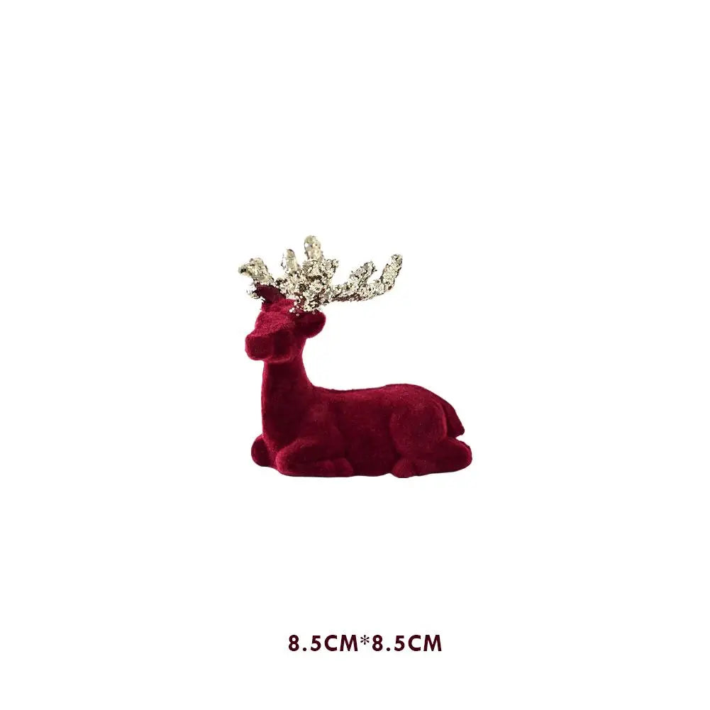 Flocking Reindeer Christmas Ornament – Tabletop Elk Deer Decor