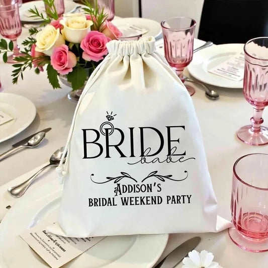 5pcs Personalized Bride Babe Bags Bachelorette Weekend Party Gift Ideas Wedding Favor Bags Custom Bridal Party Decoration Gifts Peaceful Pleasures Health and Wellness