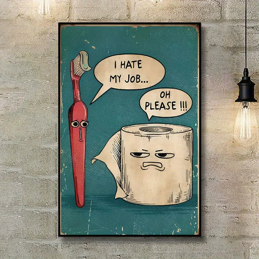 Funny Bathroom Canvas Wall Art Poster | Humorous Home Decor Canvas Wall Art Peaceful Pleasures Health and Wellness