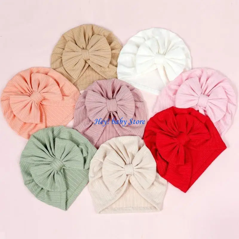 Baby Bowknot Turban Beanie Hat | Newborn Photo Prop 0–12M