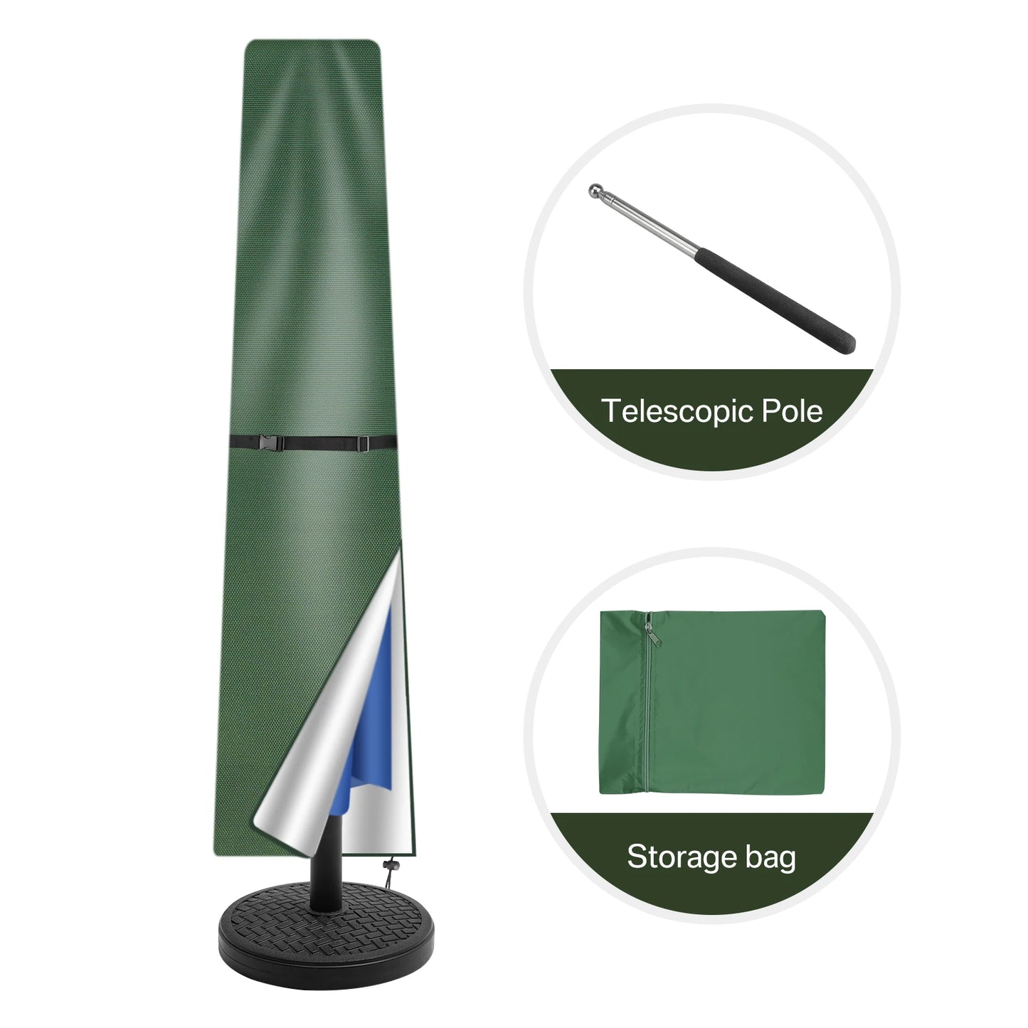 Waterproof Garden Parasol Cover UV & Windproof with Zipper