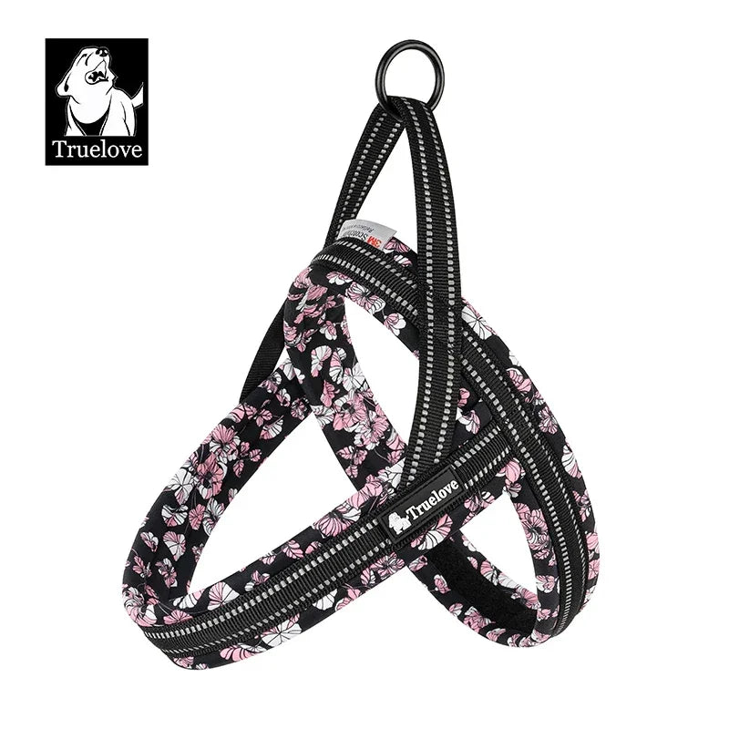 Truelove Floral Printing Mesh Padded Harness for All Breeds Quick Fit Dog Vest Harness Small Medium Large Dogs Outdoor TLH58122 Peaceful Pleasures Health and Wellness Black XXXS China Mainland