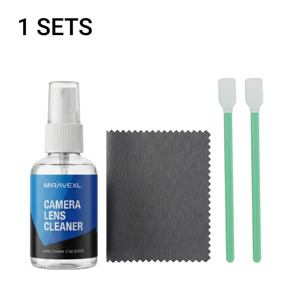 MIRAVEXL Camera Lens Cleaner Kit Microfiber Cloth Sensor Swab Dual Spray Dropper Bottle for DSLR Glasses VR Screen Optics Peaceful Pleasures Health and Wellness 1SET