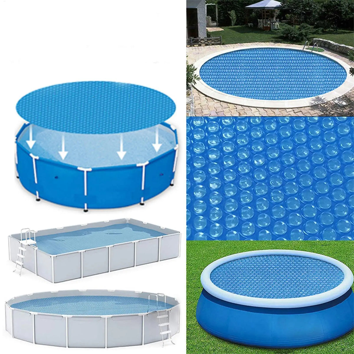 Solar Pool Cover Swimming Pool Solar Blanket Cover Open air swimming pool insulation film bubble film protective cover Peaceful Pleasures Health and Wellness