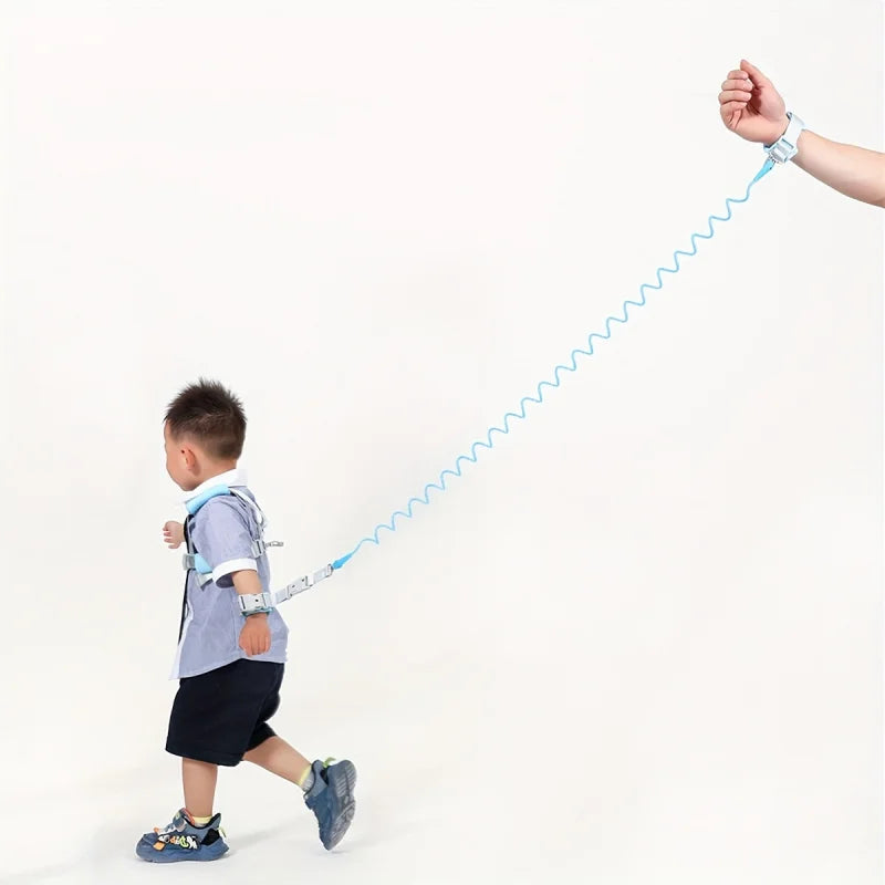 Kids Anti-Lost Leash with Pulling Rope, Anti-Lost Back Pack, Safety Strap with Spring Rope, Blue and Pink Polyester, for Peaceful Pleasures Health and Wellness