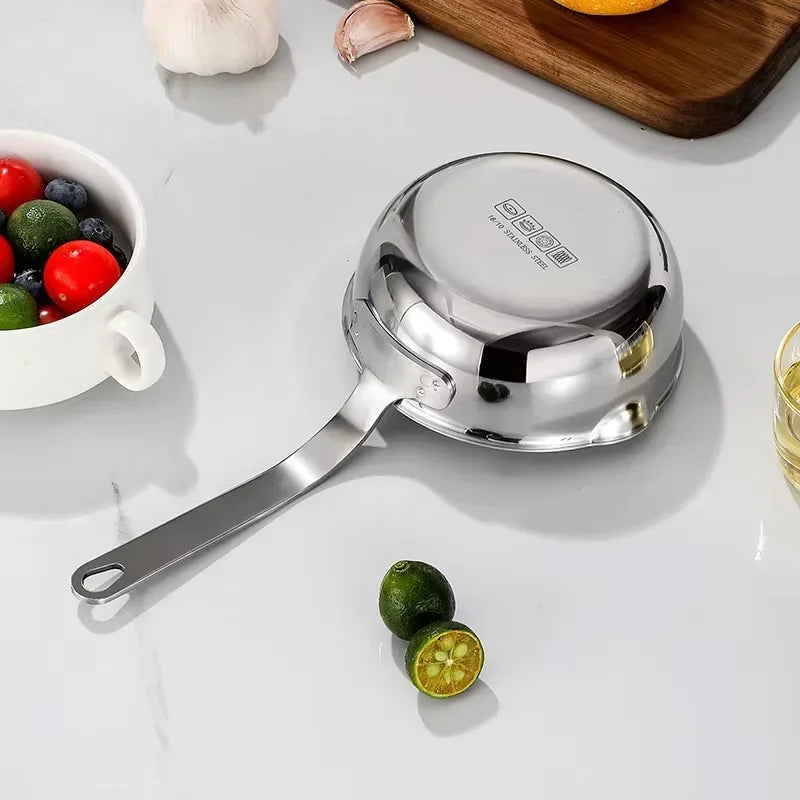 Stainless Steel Oil Pot 12cm Egg Frying Pan Mini Soup Milk Pot Cooking Saucepan Scalding-proof Kitchen Tool Cookware Accessories Peaceful Pleasures Health and Wellness