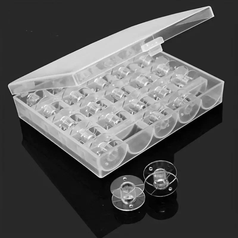 25PCS Home Sewing Machine Bottom Thread Bobbin Set Clear Plastic Spools with Storage Box Compatible with Brother Janome Machines Peaceful Pleasures Health and Wellness WHITE