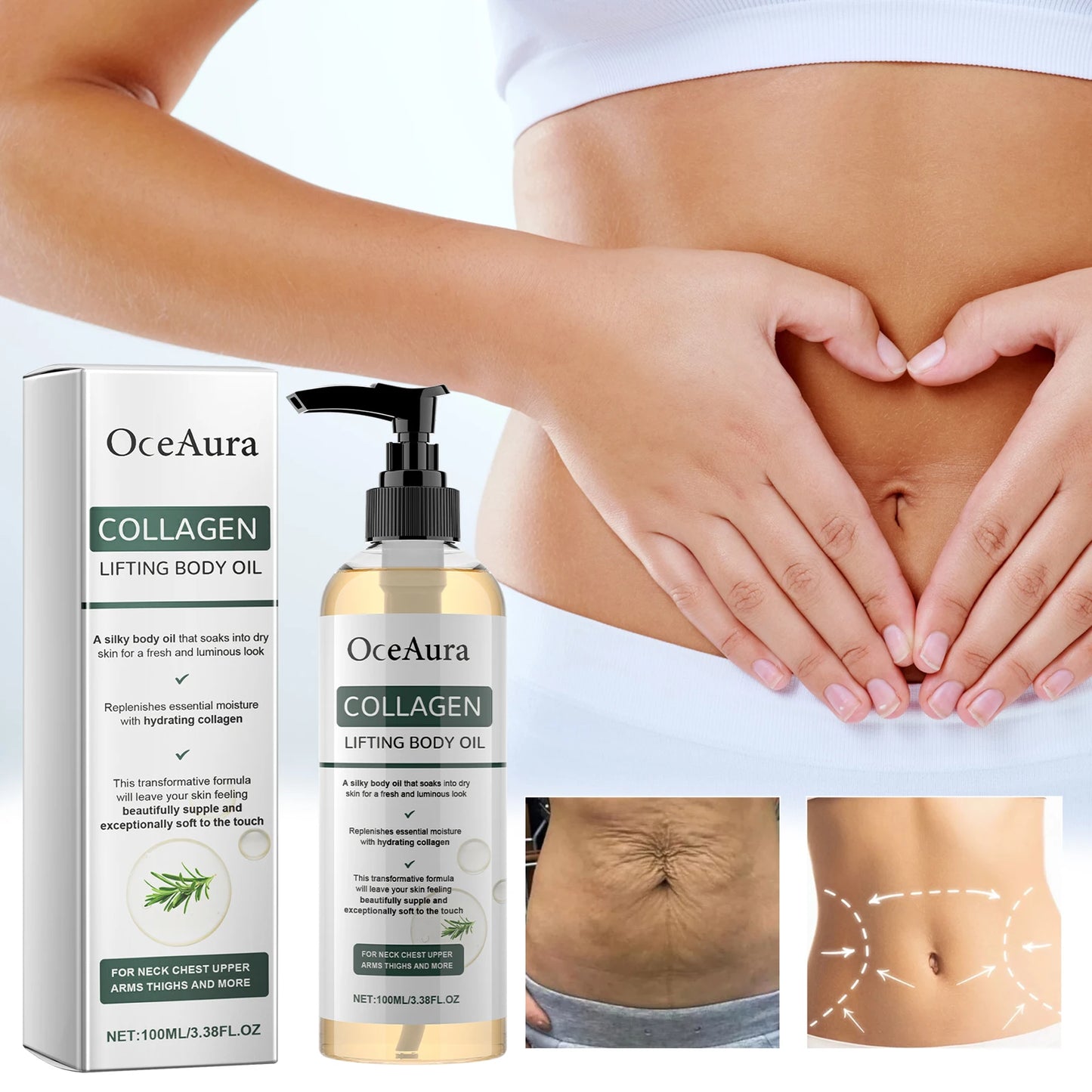OceAura Collagen Firming Body Oil – Skin Tightening 100ml