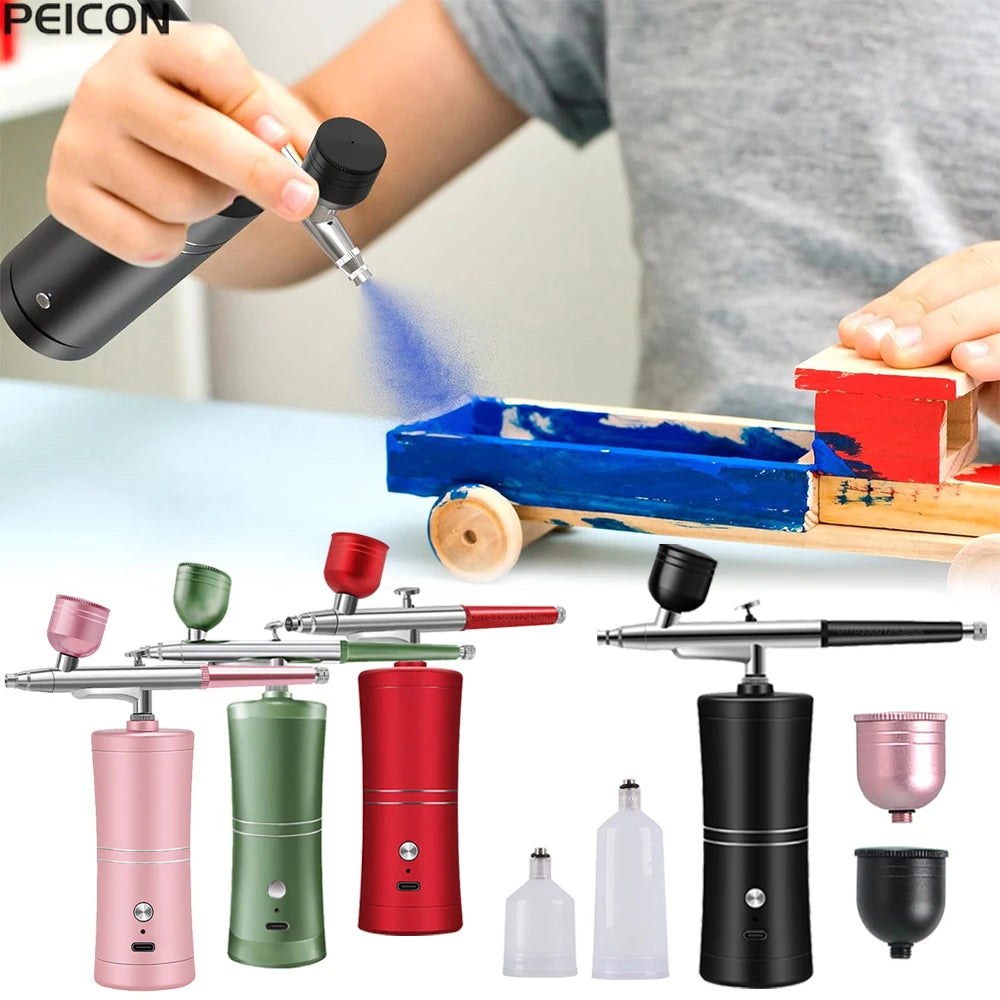 Airbrush with Compressor Mini Spray Gun for Painting Modeling Wall Paint Portable Paint Spray Gun Airbrush Kit with Compressor Peaceful Pleasures Health and Wellness