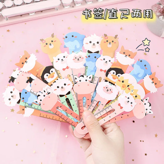 Cartoon Cute Animal Paper Bookmarks Card Suit Mini Ruler Markers Clip Peaceful Pleasures Health and Wellness 50pcs
