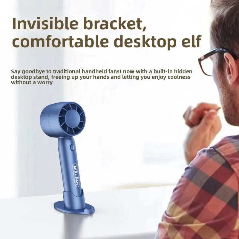 USB Rechargeable Mini Handheld Fan – 3 Speed Portable Desk Fan