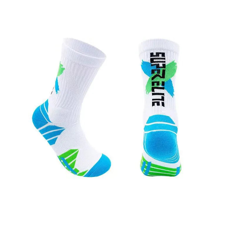 Basketball Socks, Thickened Towel Soles, Wear-resistant and Breathable High-top Sports Socks, Outdoor Pressure Running Socks Peaceful Pleasures Health and Wellness 3 Pairs EU38-44