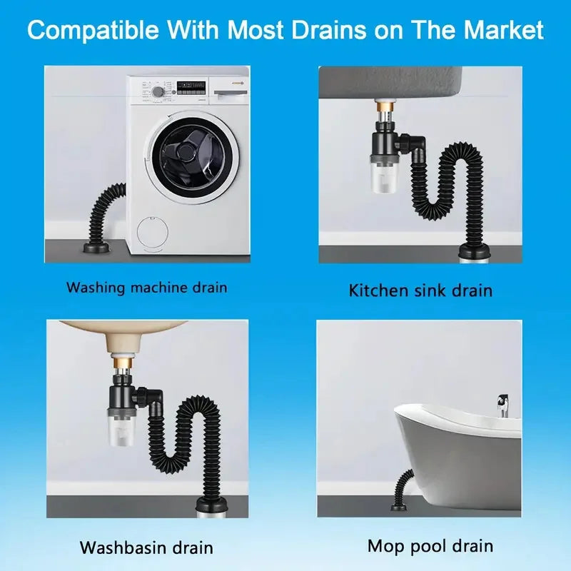 Flexible Sink Drain Pipe & Odor-Blocking Strainer | Universal Fit
