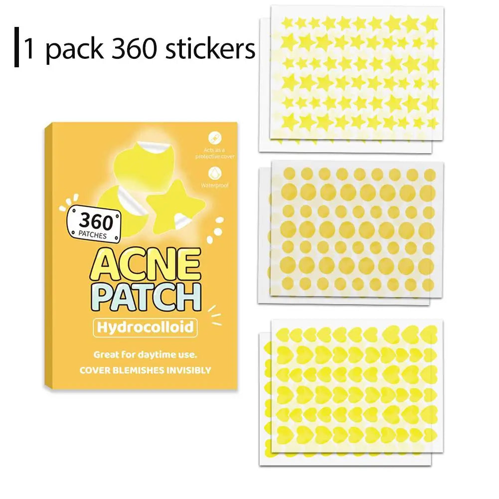 Cute Hydrocolloid Acne Patches 360 Pcs – Stars, Hearts & Dots for Face Breakouts Peaceful Pleasures Health and Wellness yellow-360counts