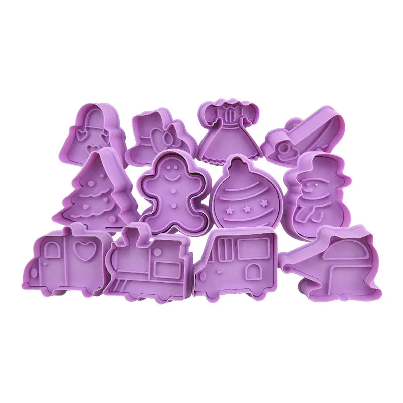 4-Piece 3D Cartoon Cookie Stamp & Cutter Mold Set – DIY Biscuit Baking Molds